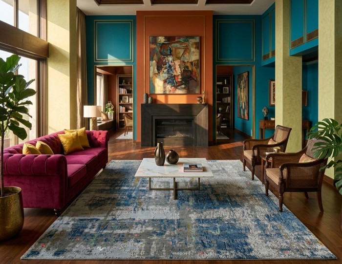 Blue abstract rugs